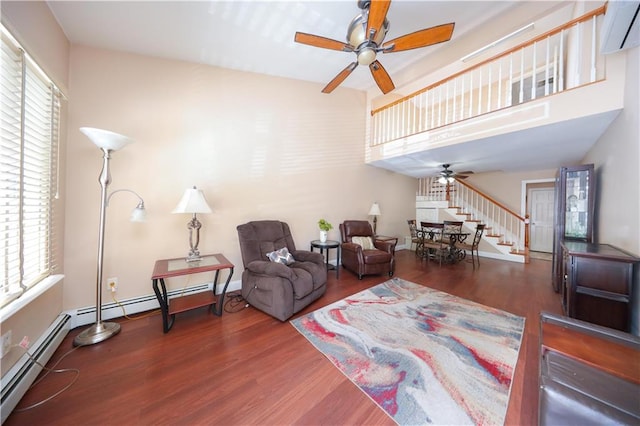 177 Russek Dr Unit 1, Staten Island, NY 10312 - living area featuring ceiling fan, healthy amount of natural light, wood finished floors, and stairs