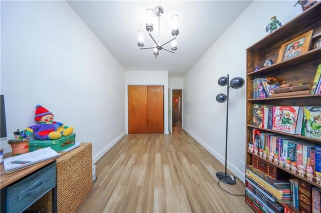 1711 Bay Ridge Parkway, Brooklyn, NY 11204 - corridor featuring wood finished floors, a chandelier, and baseboards