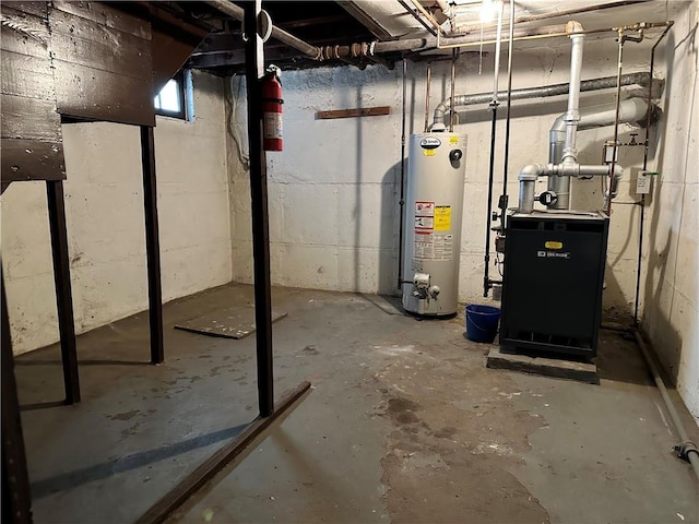 974 77th St, Brooklyn, NY 11228 - unfinished basement with gas water heater and a heating unit