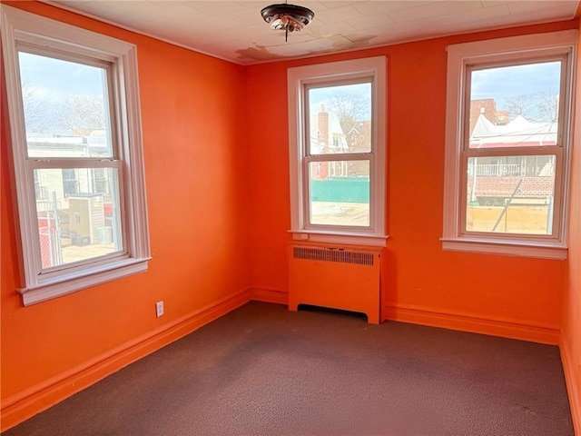 2315 E 17th St, Brooklyn, NY 11229 - spare room featuring radiator, plenty of natural light, carpet floors, and baseboards