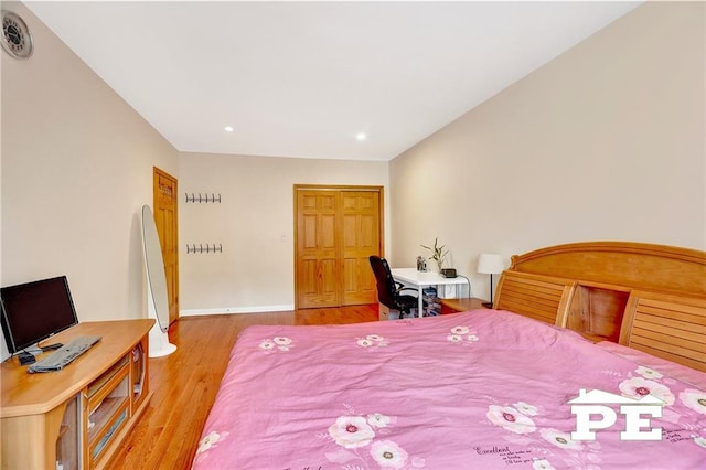 2077 Hendrickson St, Brooklyn, NY 11234 - bedroom with wood finished floors, baseboards, a desk, and recessed lighting