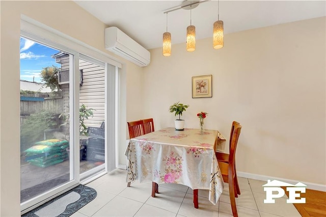 2077 Hendrickson St, Brooklyn, NY 11234 - tiled dining space featuring a wall mounted air conditioner and baseboards