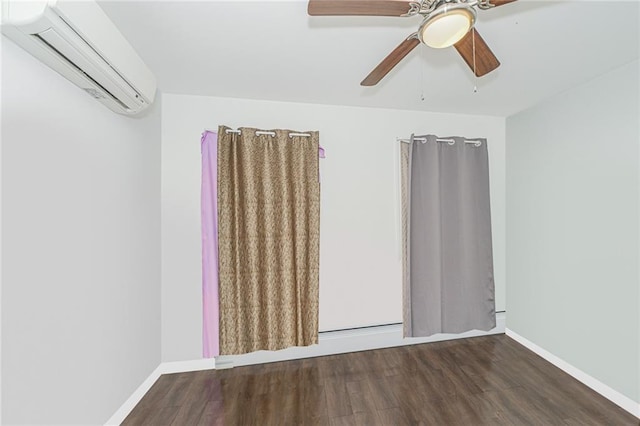 47 Center Pl, Staten Island, NY 10306 - unfurnished room with a wall unit AC, wood finished floors, baseboards, and a ceiling fan