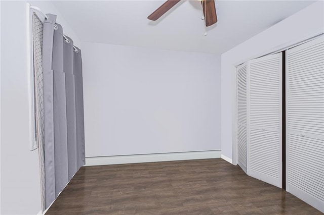 47 Center Pl, Staten Island, NY 10306 - unfurnished bedroom with wood finished floors, a closet, a ceiling fan, and baseboards