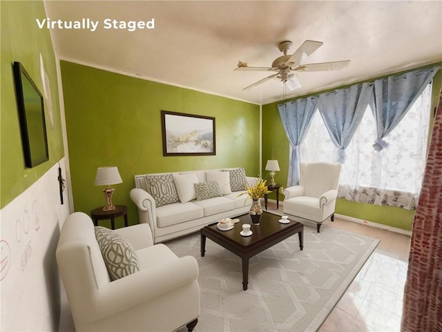 1685 E 2nd St, Brooklyn, NY 11223 - living area with a ceiling fan and baseboards