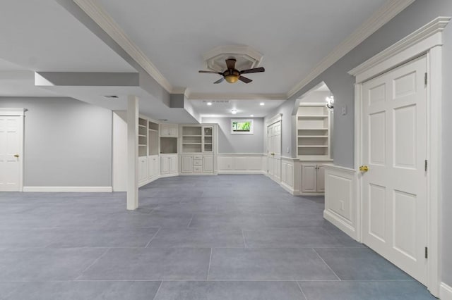476 Hargold Ave, Staten Island, NY 10309 - entryway featuring ceiling fan, crown molding, and tile patterned flooring
