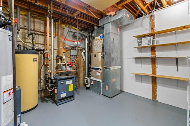 476 Hargold Ave, Staten Island, NY 10309 - utility room featuring heating unit, water heater, and gas water heater