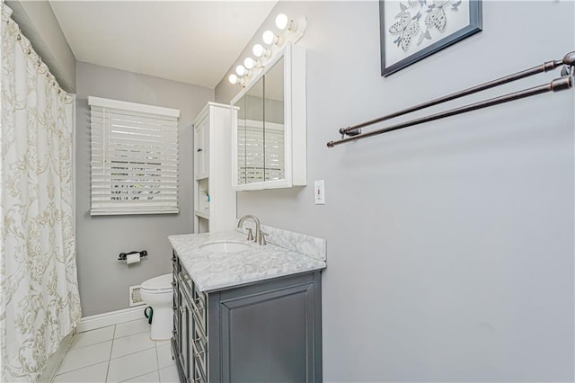 39 Morton St, Staten Island, NY 10306 - bathroom with vanity, toilet, tile patterned flooring, baseboards, and a shower with curtain