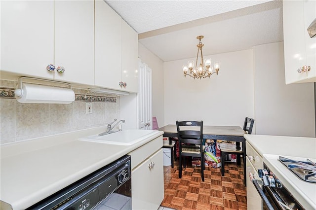 755 Narrows Rd N Unit 602, Staten Island, NY 10304 - kitchen with dishwasher, a chandelier, a sink, white cabinets, and light countertops