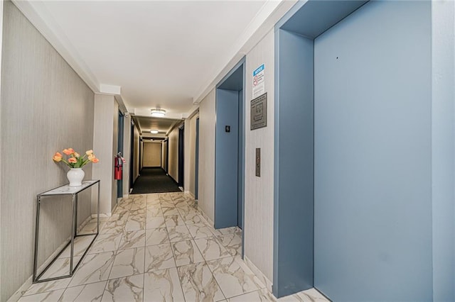755 Narrows Rd N Unit 602, Staten Island, NY 10304 - hallway featuring elevator and light marble finish flooring