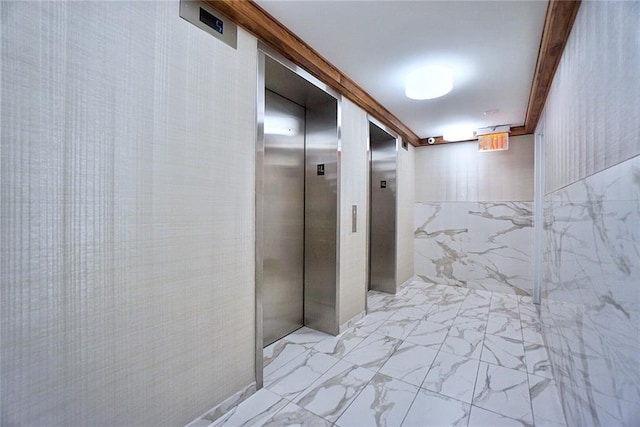 755 Narrows Rd N Unit 602, Staten Island, NY 10304 - corridor with marble finish flooring and elevator