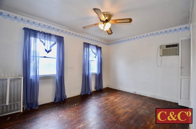 1927 E 34th St, Brooklyn, NY 11234 - unfurnished room featuring a wall mounted AC, ceiling fan, wood finished floors, and baseboards