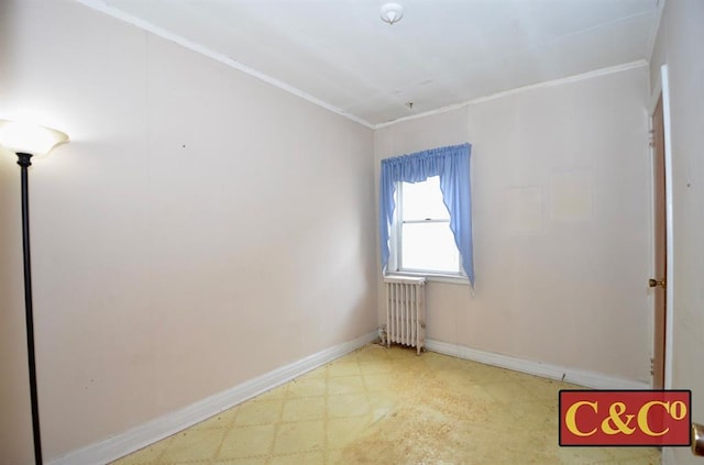1927 E 34th St, Brooklyn, NY 11234 - empty room with radiator, tile patterned floors, baseboards, and crown molding