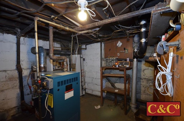 1927 E 34th St, Brooklyn, NY 11234 - unfinished basement with gas water heater and a heating unit