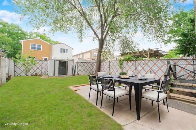 3553 Hylan Blvd, Staten Island, NY 10308 - view of yard featuring outdoor dining area, a patio area, and a pergola