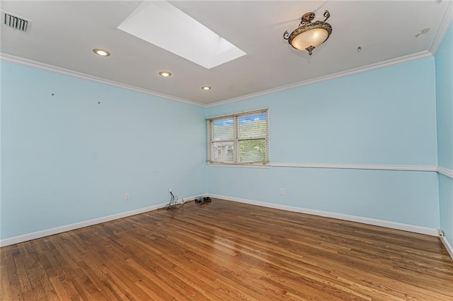 284 Todt Hill Rd, Staten Island, NY 10314 - unfurnished room with a skylight, crown molding, wood finished floors, and recessed lighting