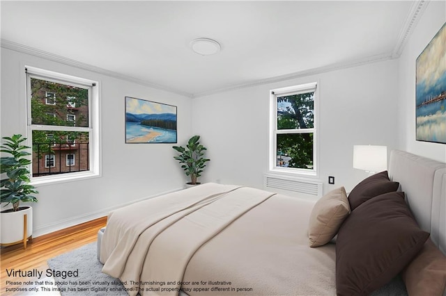 394 Avenue S Unit 2E, Brooklyn, NY 11223 - bedroom featuring crown molding, light wood-style floors, and baseboards