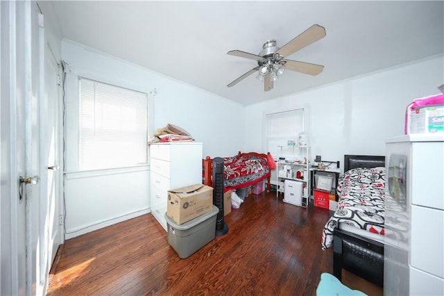 50 Glenwood Ave, Staten Island, NY 10301 - bedroom with wood finished floors, crown molding, and a ceiling fan