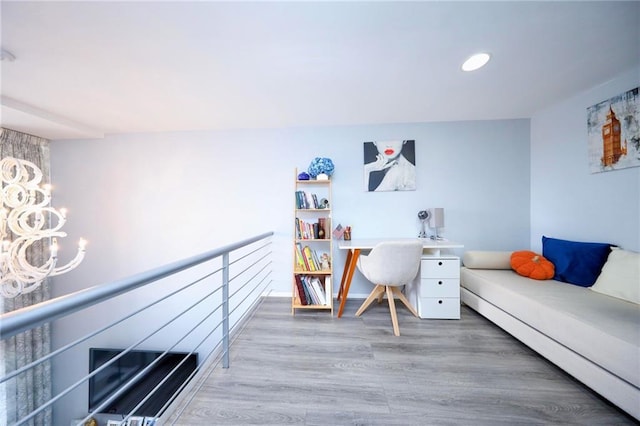 2784 E 12th St Unit 3, Brooklyn, NY 11235 - office space featuring a chandelier, wood finished floors, and recessed lighting