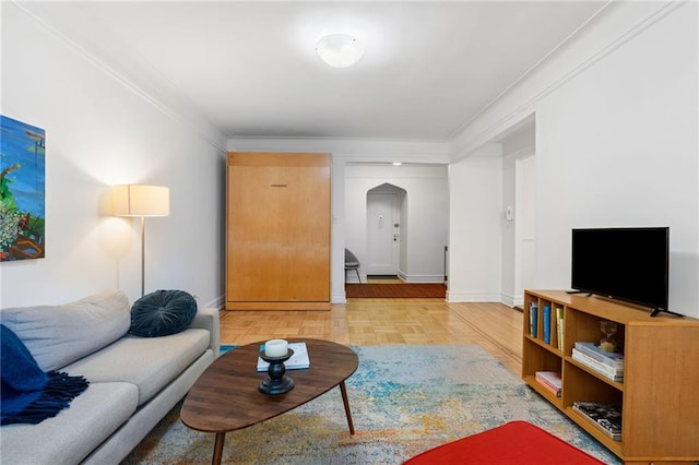 385 Argyle Rd Unit 4A, Brooklyn, NY 11218 - living room featuring arched walkways and ornamental molding