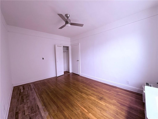 219 78th St Unit 2D, Brooklyn, NY 11209 - unfurnished bedroom with wood finished floors, a closet, and a ceiling fan