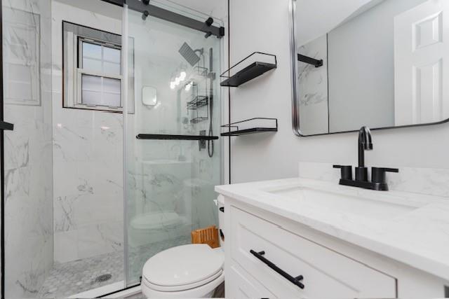 400 Maryland Ave Unit 2D, Staten Island, NY 10305 - full bath with vanity, toilet, and a marble finish shower
