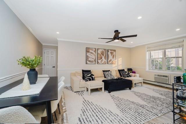400 Maryland Ave Unit 2D, Staten Island, NY 10305 - living area with ceiling fan, ornamental molding, and recessed lighting