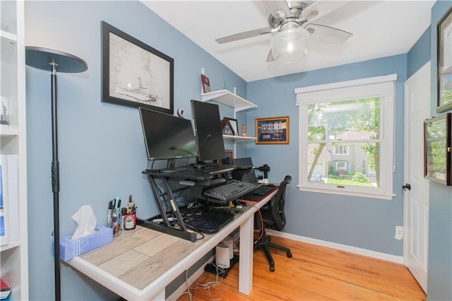 5 Haywood St, Staten Island, NY 10307 - office area with wood finished floors, ceiling fan, and baseboards