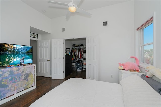 5 Haywood St, Staten Island, NY 10307 - bedroom featuring wood finished floors, high vaulted ceiling, a spacious closet, ceiling fan, and a closet