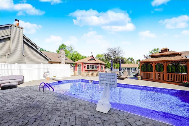 5 Haywood St, Staten Island, NY 10307 - view of pool featuring a gazebo, an outbuilding, a patio, and a storage structure