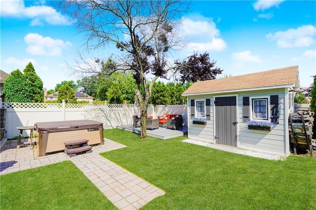 5 Haywood St, Staten Island, NY 10307 - view of yard with a hot tub, an outdoor living space, and a patio