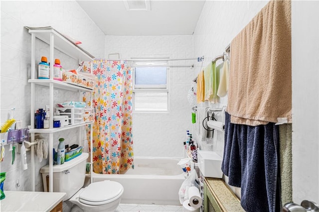 1642 E 22nd St, Brooklyn, NY 11210 - full bath with toilet, shower / tub combo with curtain, vanity, and tile patterned flooring