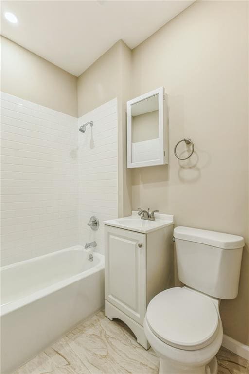 1570 W 10th St Unit 1B, Brooklyn, NY 11204 - bathroom with toilet, vanity,  shower combination, and marble look tile flooring