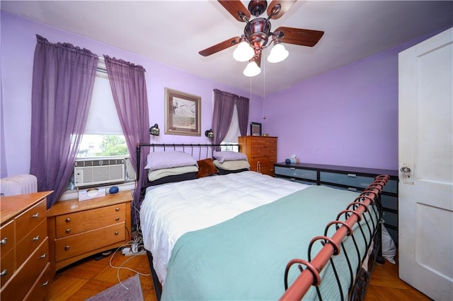 32 Gatling Pl, Brooklyn, NY 11209 - bedroom with cooling unit, radiator heating unit, and ceiling fan