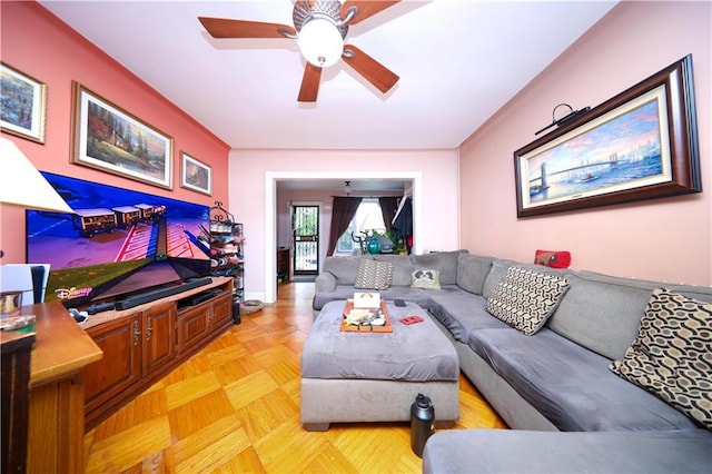 32 Gatling Pl, Brooklyn, NY 11209 - living room with a ceiling fan