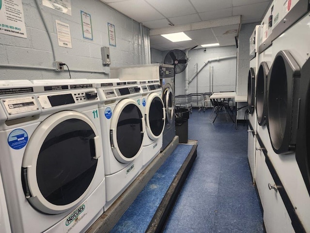 2251 Plumb St Unit 6B, Brooklyn, NY 11229 - shared laundry room featuring washer and clothes dryer and concrete block wall