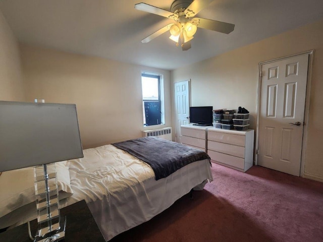 2251 Plumb St Unit 6B, Brooklyn, NY 11229 - carpeted bedroom featuring radiator and ceiling fan