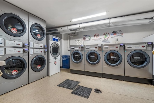 735 Avenue W Unit 6J, Brooklyn, NY 11223 - shared laundry room featuring stacked washing machine and dryer and independent washer and dryer