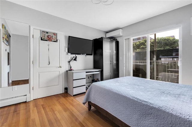 135 28th Ave Unit 2A, Brooklyn, NY 11214 - bedroom with a wall unit AC and light wood finished floors