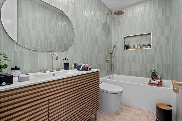 320 10th St, Brooklyn, NY 11215 - bathroom with vanity, bathing tub / shower combination, and backsplash