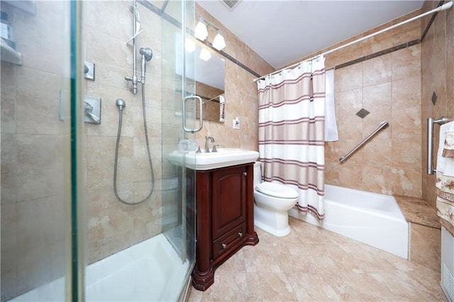 1296 E 54th St, Brooklyn, NY 11234 - bathroom with vanity, tile walls, and shower / bathtub combination with curtain