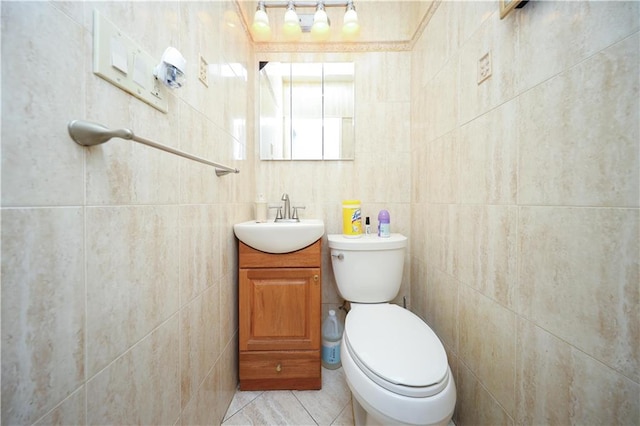 1296 E 54th St, Brooklyn, NY 11234 - half bath with vanity, tile walls, and tile patterned floors