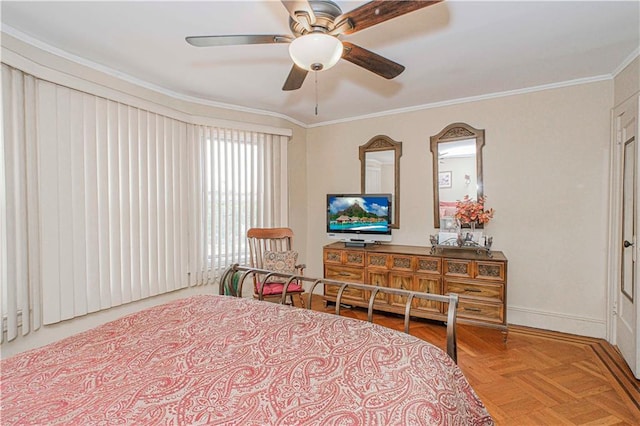 977 80th St, Brooklyn, NY 11228 - bedroom with ornamental molding and ceiling fan