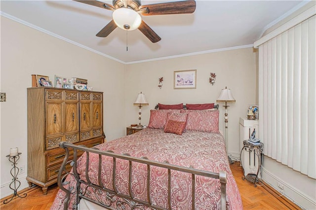 977 80th St, Brooklyn, NY 11228 - bedroom featuring ornamental molding and ceiling fan