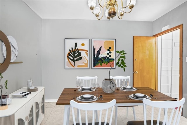 2045 W 11th St, Brooklyn, NY 11223 - dining space with a chandelier and light tile patterned floors
