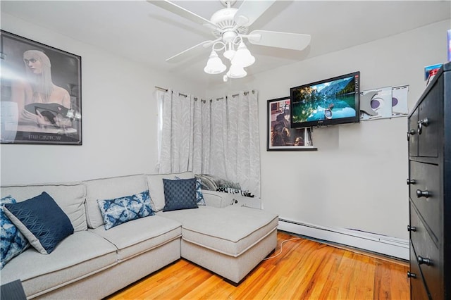 731 Stafford Ave, Staten Island, NY 10309 - living area with baseboard heating, ceiling fan, and wood finished floors