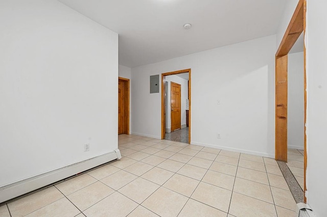 8309 19th Ave, Brooklyn, NY 11214 - spare room with a baseboard heating unit, electric panel, and light tile patterned floors