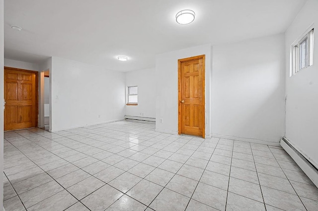 8309 19th Ave, Brooklyn, NY 11214 - unfurnished room featuring a baseboard radiator, baseboard heating, plenty of natural light, and light tile patterned floors