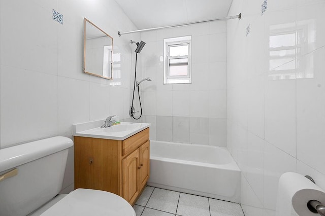 8309 19th Ave, Brooklyn, NY 11214 - bathroom with  shower combination, tile walls, vanity, and tile patterned flooring