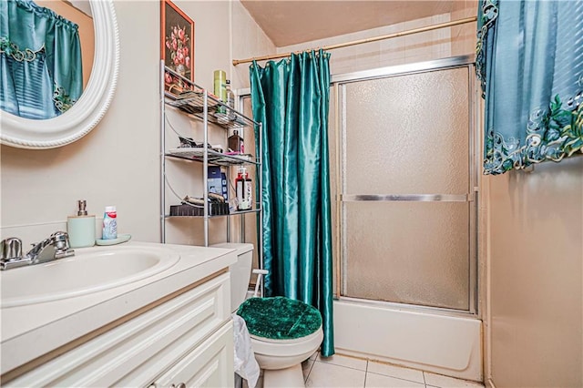 134 S Ave, Staten Island, NY 10303 - bathroom featuring tile patterned flooring, shower / bath combination with glass door, and vanity